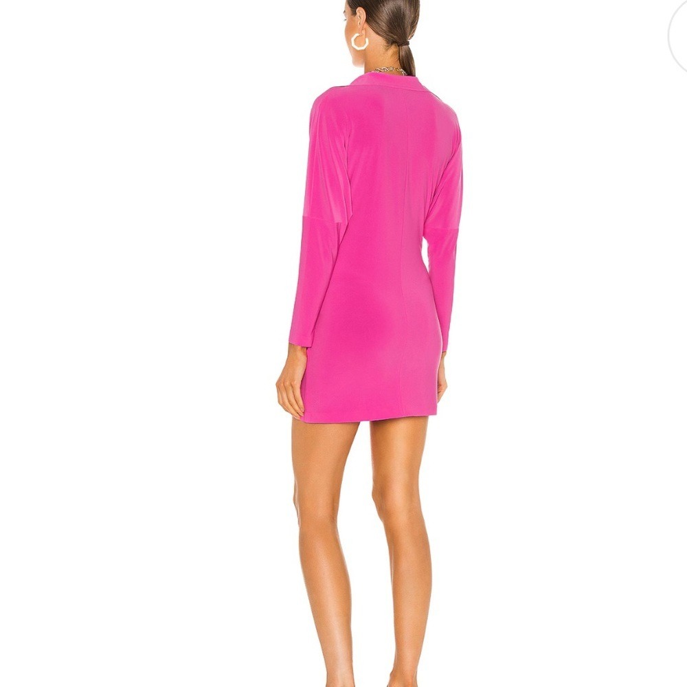 Norma Kamali Tie Front NK Shirt Mini Dress Orchid Pink XL - Picture 3 of 4